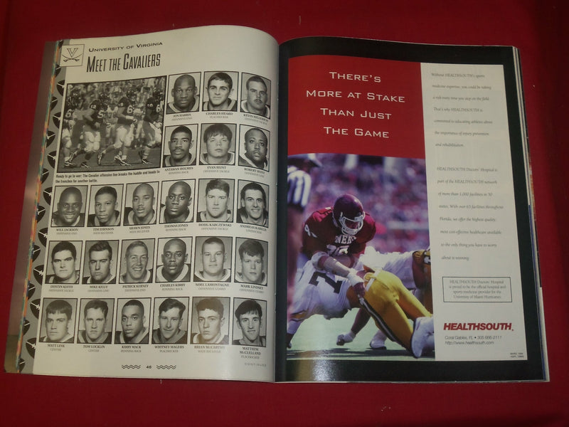1996 DECEMBER 27 CARQUEST BOWL PROGRAM - MIAMI VS. VIRGINIA - B 6339