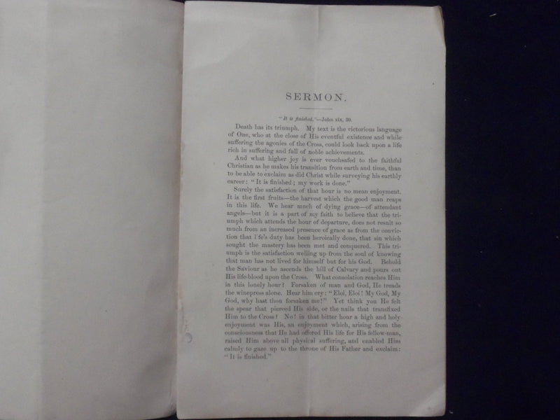 1885 HENRIETTA HICKS FUNERAL SERMON SOFTCOVER BOOKLET-TRANSYLVANIA INST. - K 224