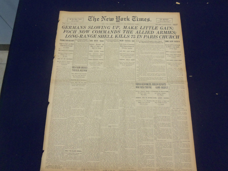 1918 MARCH 30 NEW YORK TIMES - FOCH NOW COMMANDS ALLIED ARMIES - NT 8155