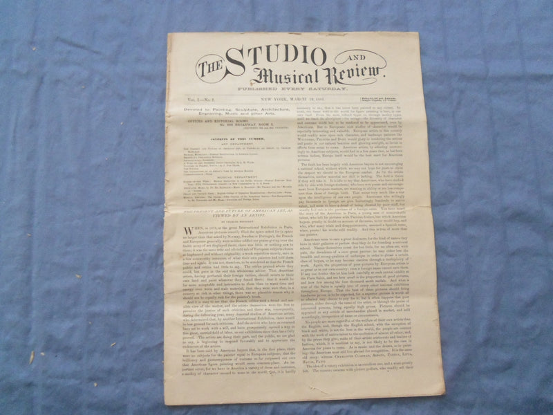 1881 THE STUDIO AND MUSICAL REVIEW NEWSPAPER - LOT OF 4 - NP 8416