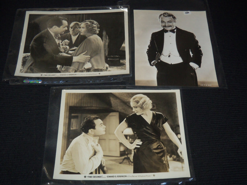 EDWARD G. ROBINSON PUBLICITY PHOTOS - LOT OF 3 PHOTOS - 9 1/2