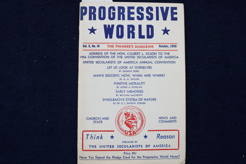 1956 PROGRESSIVE WORLD - THE THINKER'S MAGAZINE SOFTCOVER - LOT OF 2 - K 1466