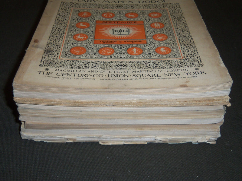 1904 ST. NICHOLAS MONTHLY MAGAZINE LOT OF 9 ISSUES - NICE ILLUS. & ADS - WR 1092