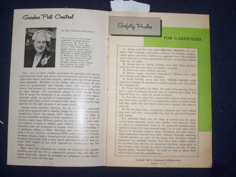 1960 PEST CONTROL SOFTCOVER BOOK BY CYNTHIA WESTCOTT - J 9759
