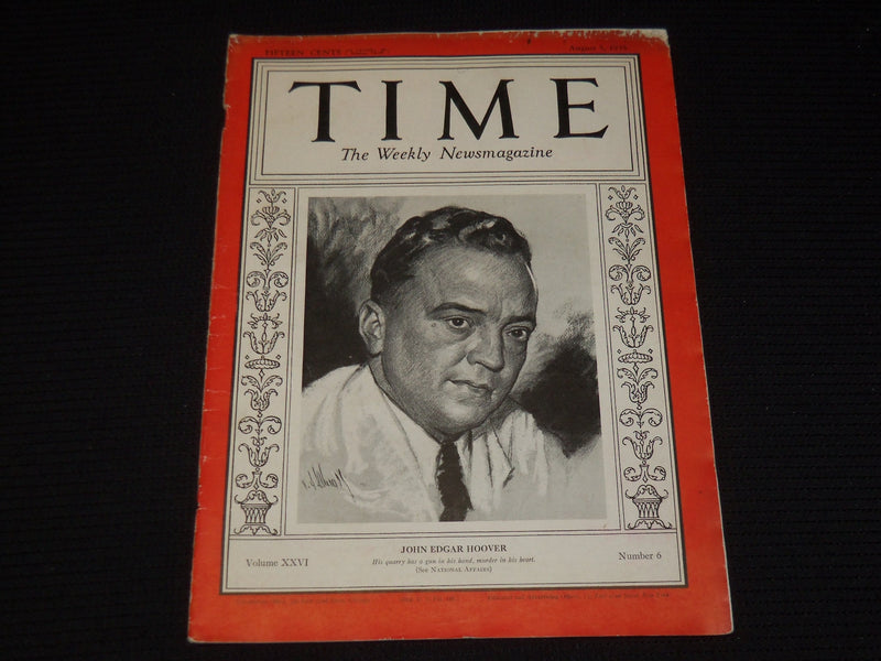 1935 AUGUST 5 TIME MAGAZINE - J. EDGAR HOOVER - T 481