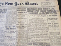 1923 JUNE 22 NEW YORK TIMES - HARDING LAUDS WORLD COURT IN ST. LOUIS - NT 5760