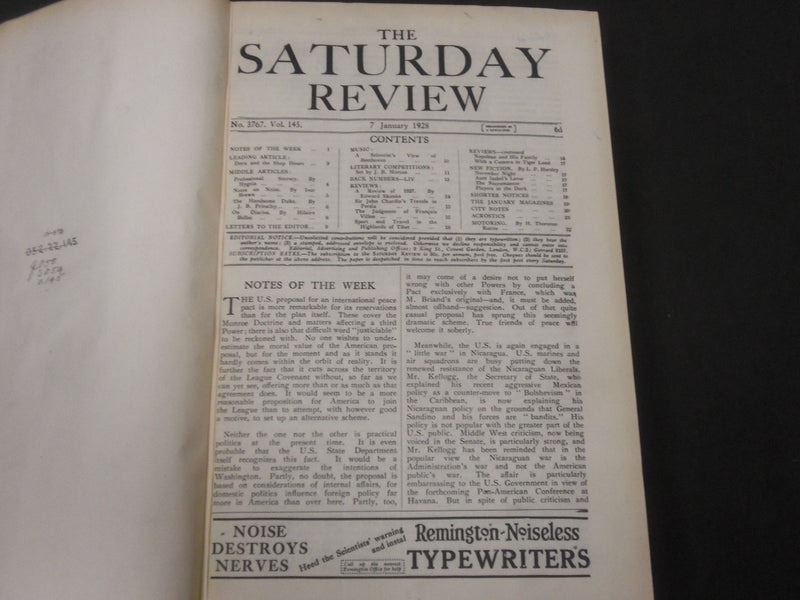 1928 SATURDAY REVIEW 2 BOUND VOLUMES - COMPLETE YR- PUBLISHED IN LONDON - R 1128