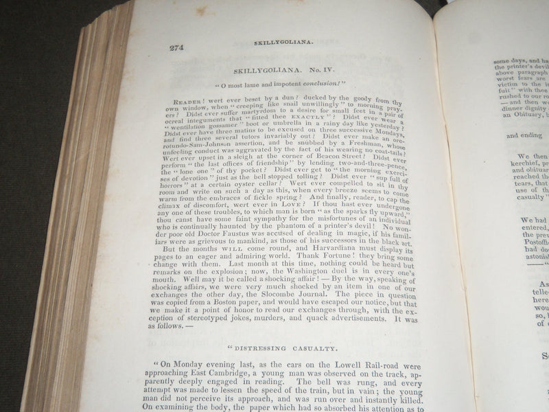 1837-1838 THE HARVARDIANA BOUND VOLUME NO. 4 - JAMES RUSSELL LOWELL - KD 4407