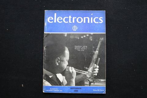 1936 SEPTEMBER ELECTRONICS MAGAZINE - GLASSBLOWER DIFFUSION PUMP COVER - E 10919