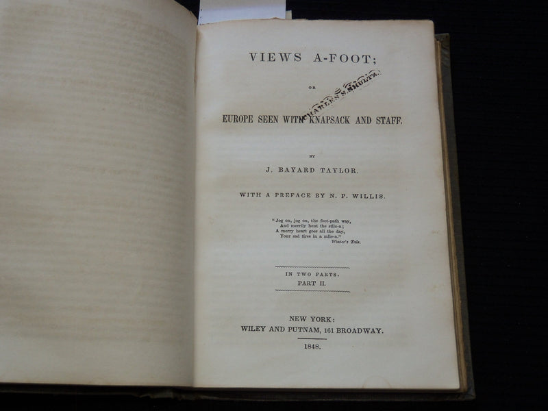 1848 VIEWS A-FOOT - LIBRARY OF AMERICAN BOOKS BY J. BAYARD TAYLOR - KD 7712
