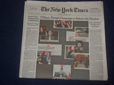 2021 FEBRUARY 1 NEW YORK TIMES - 77 DAYS: TRUMP'S CAMPAIGN TO SUBVERT ELECTION