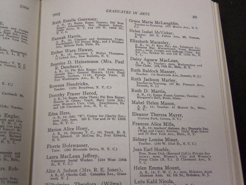 1916 COLUMBIA UNIVERSITY CATALOGUE OF GRADUATES 16TH EDITION VOLUME - KD 1891