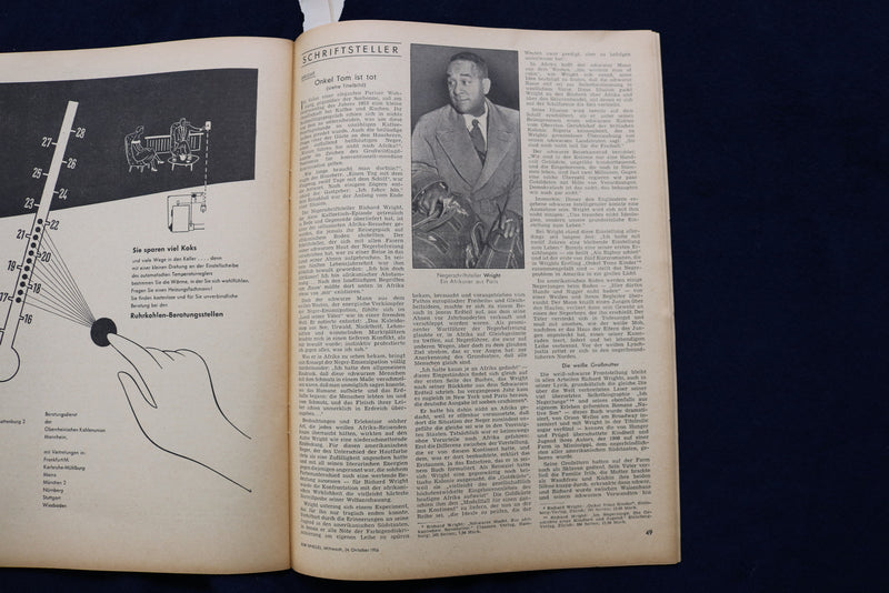 1956 OCTOBER DER SPIEGEL MAGAZINE - RICHARD WRIGHT COVER - GERMAN TEXT - E 11377