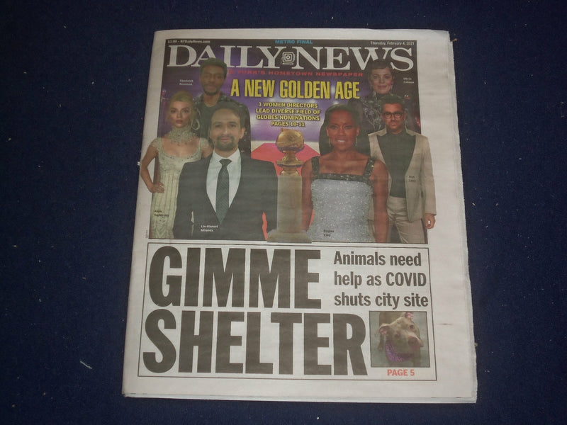 2021 FEBRUARY 4 NEW YORK DAILY NEWS NEWSPAPER - GOLDEN GLOBES NOMINATIONS