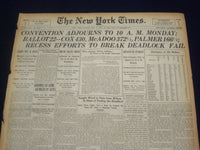 1920 JULY 4 NEW YORK TIMES - CONVENTION ADJOURNS TO 10 A.M. MONDAY - NT 9320
