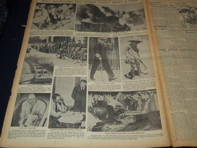 1939 SEPT 5 MINNEAPOLIS MORNING TRIBUNE - BRITISH PLANES RAID NAZI PORT- NT 9521