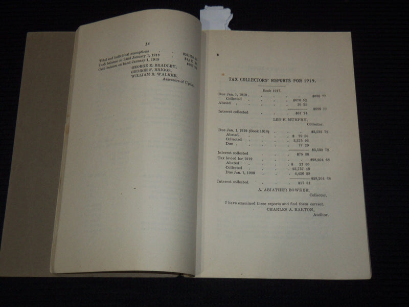 1919 ANNUAL REPORT OF THE TOWN OFFICERS OF UPTON MASSACHUSETTS - K 3116