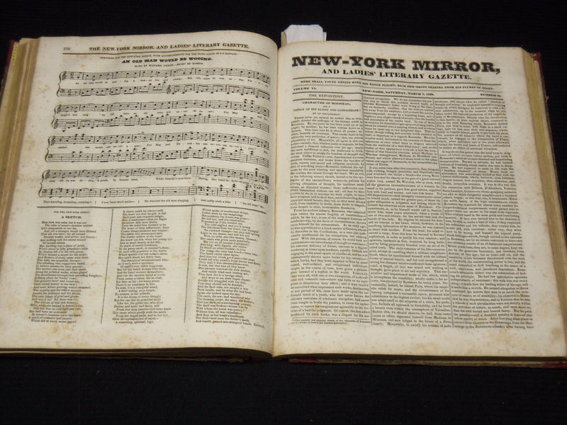 1828-1829 NEW YORK MIRROR AND LADIES GAZETTE BOUND VOLUME NO. 6 - KD 4675J