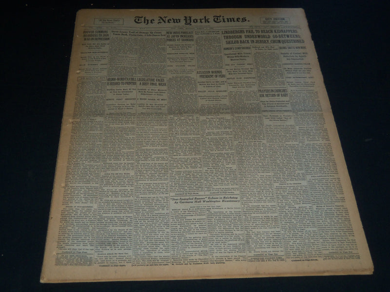 1932 MARCH 7 NEW YORK TIMES - LINDBERGHS FAIL TO REACH KIDNAPPERS - NT 7427