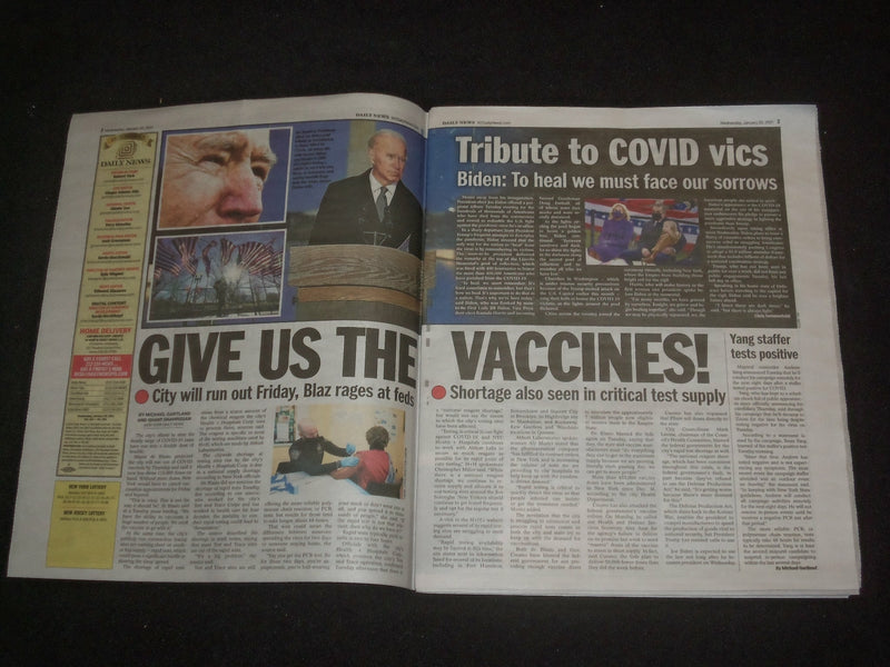 2021 JANUARY 20 NEW YORK DAILY NEWS NEWSPAPER- BIDEN & HARRIS INAUGURATION DAY