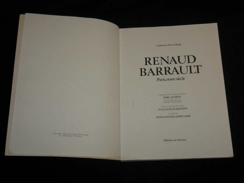 1982 RENAUD BARRAULT PARIS NOTRE SIECLE SOFTCOVER BOOK - FRENCH - R 705H