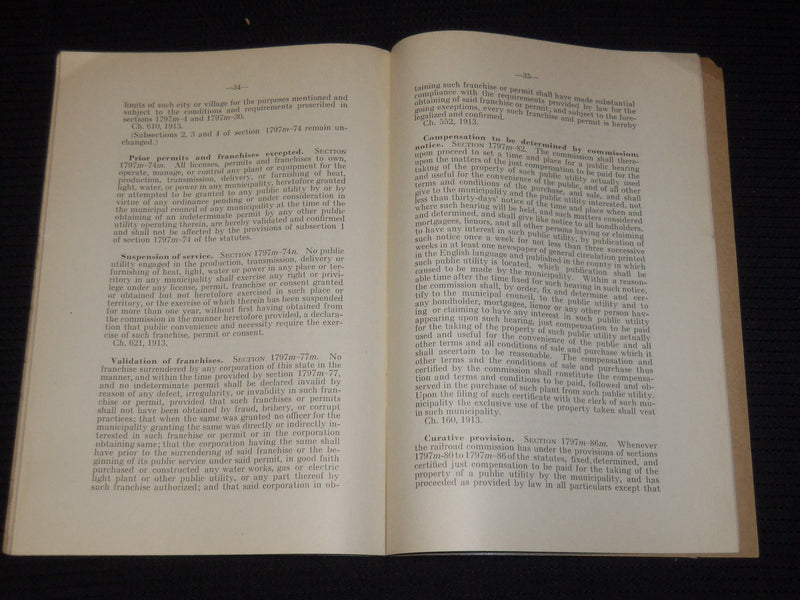 1916 JAN SUPPLEMENT TO LAWS AFFECTING REGULATION OF PUBLIC UTILITIES - K 635