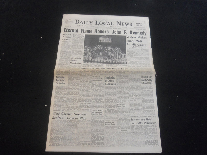 1963 NOV 26 DAILY LOCAL NEWS NEWSPAPER - ETERNAL FLAME HONORS J.F.K. - NP 5801