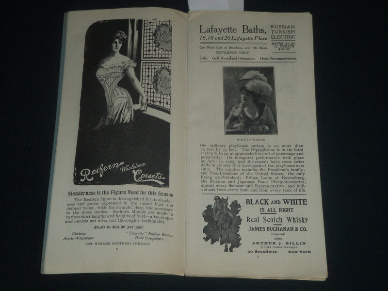 1906 NEW YORK HIPPODOME A SOCIETY CIRCUS PROGRAM - NICE ADS - J 4223
