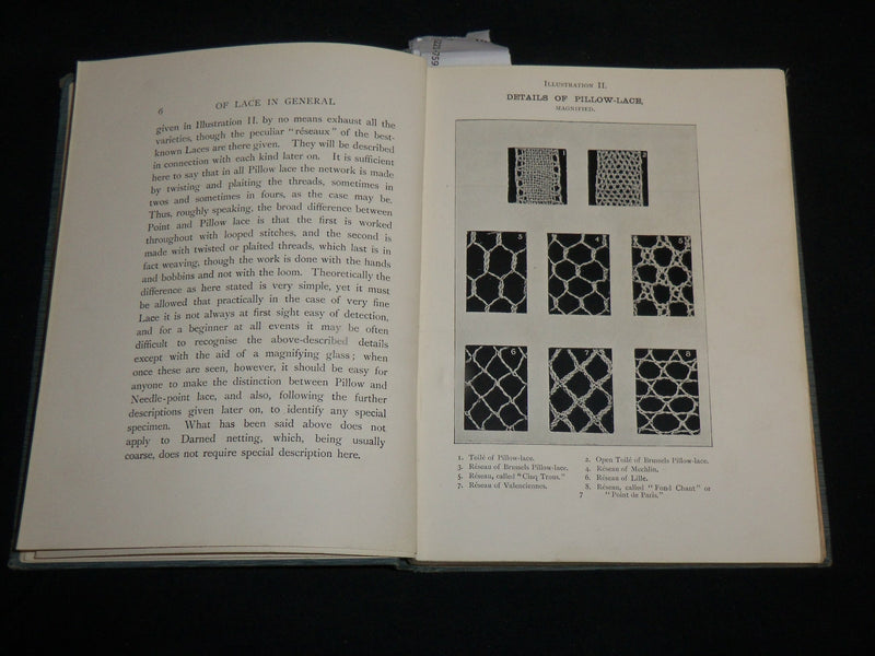 1905 POINT AND PILLOW LACE HARDCOVER BOOK BY MARY SHARP - NICE ILLUS. - KD 6617