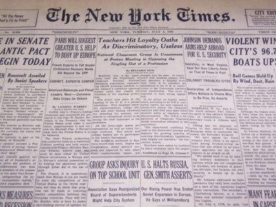 1949 JULY 5 NEW YORK TIMES - TEACHERS HIT LOYALTY OATHS DISCRIMINATORY - NT 2636