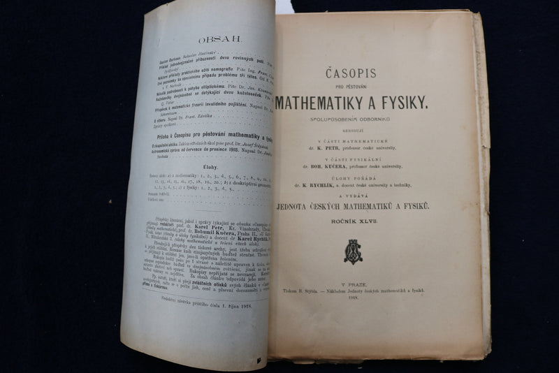 1918-1920 MATHEMATIKY A FYSIKY - CZECH TEXT - LOT OF 4 - O 3429