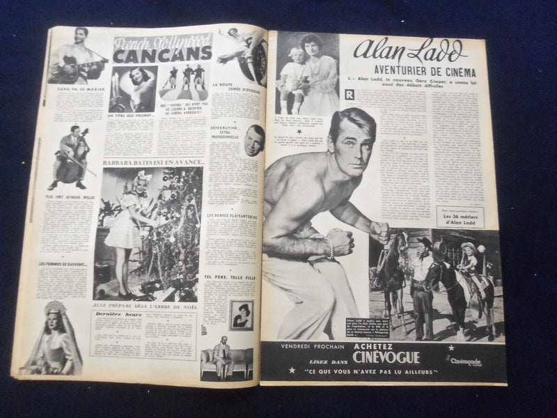 1947 DEC 9 CINEMONDE MAGAZINE-GINGER ROGERS BACK COVER- FRENCH EDITION- SP 4868E
