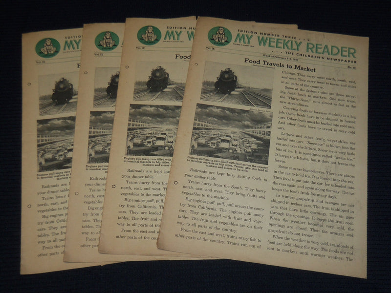 1940 FEBRUARY 5-9 MY WEEKLY READER CHILDREN'S NEWSPAPER LOT OF 4 - K 631