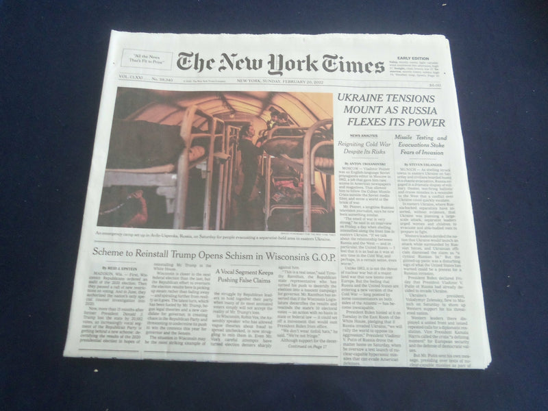 2022 FEBRUARY 20 NEW YORK TIMES - UKRAINE TENSIONS MOUNT AS RUSSIA FLEXES POWER