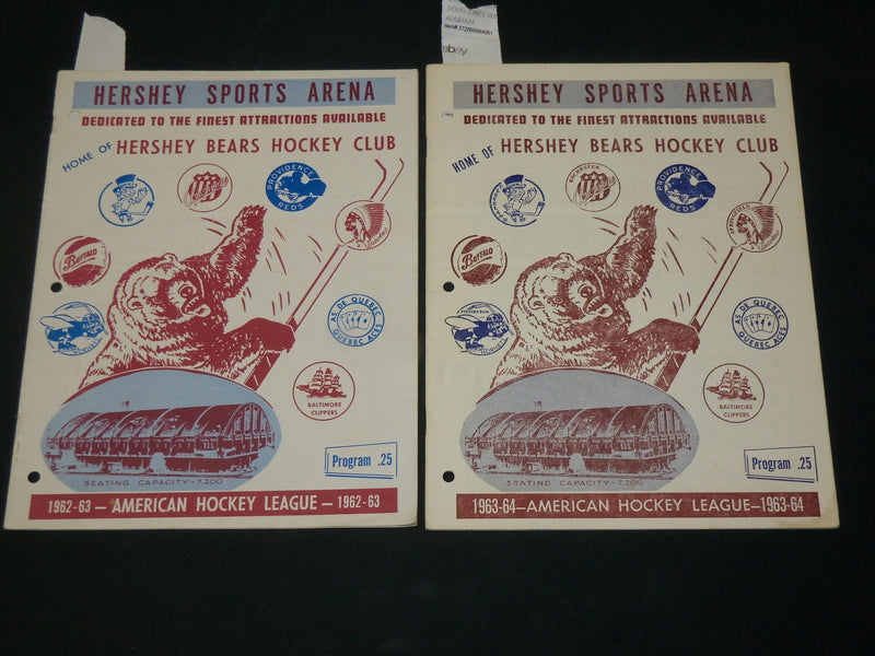 1962-1964 HERSHEY BEARS HOCKEY PROGRAM - LOT OF 2 - NHL PLAYERS - J 5950