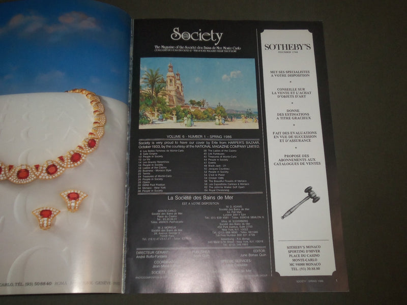 1986 SPRING SOCIETY MONTE CARLO MAGAZINE - GREAT ADS - J 2636