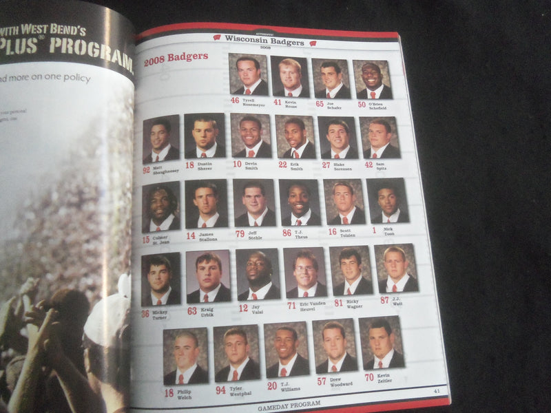 2008 OCTOBER 11 FOOTBALL PROGRAM - UNIV OF WISCONSIN VS PENN STATE UNIV- B 5534L