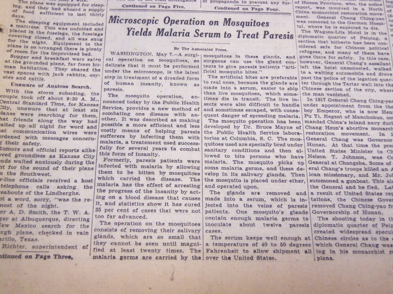 1933 MAY 8 NEW YORK TIMES - SERUM TO TREAT PARESIS - NT 4168