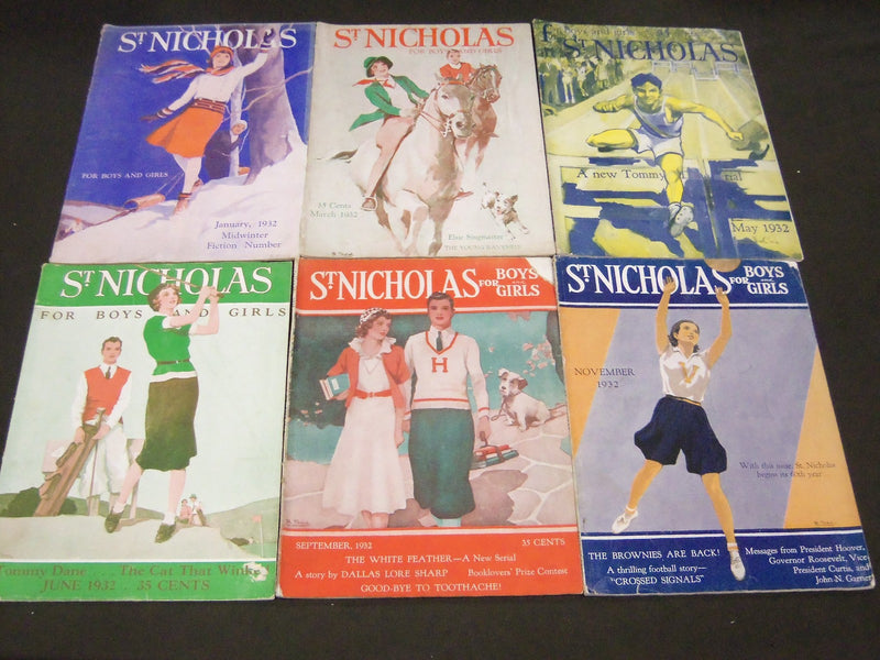 1932 ST. NICHOLAS MONTHLY MAGAZINE LOT OF 6 ISSUES - NICE COVERS - WR 949