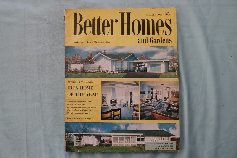 1956 SEPTEMBER BETTER HOMES AND GARDENS MAGAZINE - AN IDEA HOME COVER - E 26561