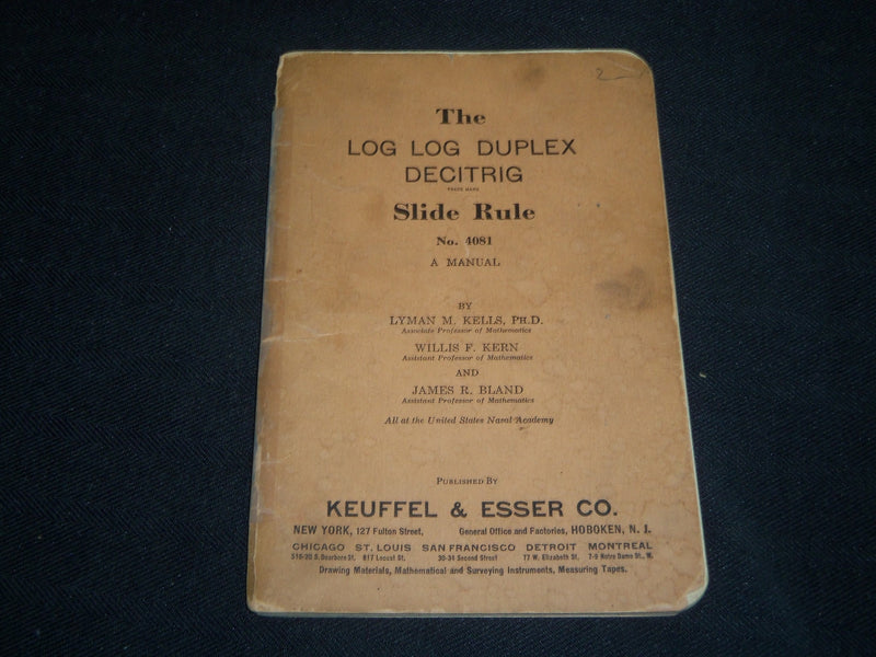 1939 THE LOG LOG DUPLEX DECITRIG MANUAL SLIDE RULE NO. 4081 - LYMAN - J 5305