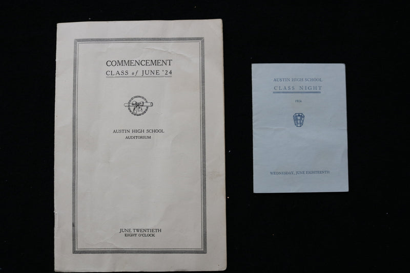 1924 AUSTIN HIGH SCHOOL CLASS NIGHT & COMMENCEMENT PROGRAMS - CHICAGO - K 1908