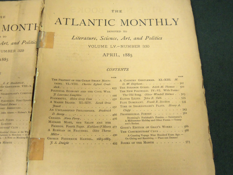 1885 THE ATLANTIC MONTHLY MAGAZINE LOT 8 ISSUES - STORIES & ARTICLES - WR 318