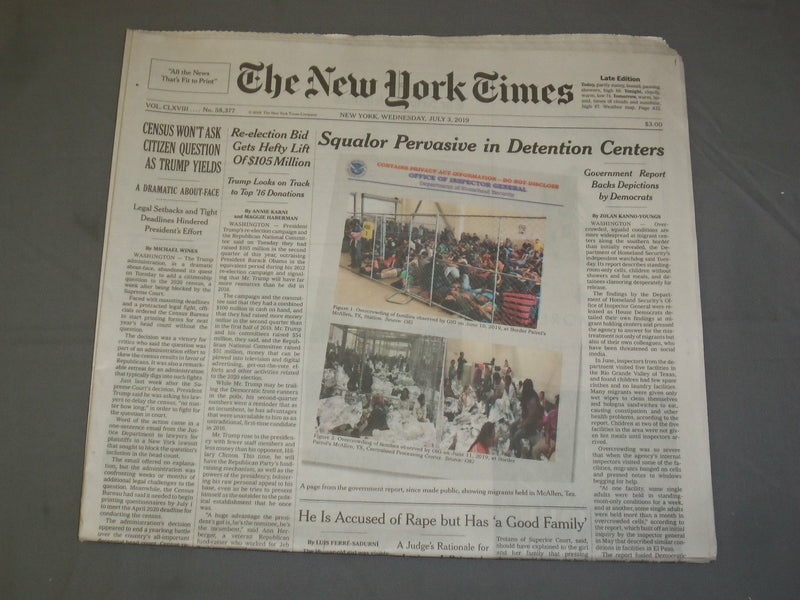 2019 JULY 3 NEW YORK TIMES - SQUALOR PERVSIVE IN DETENTION CENTERS