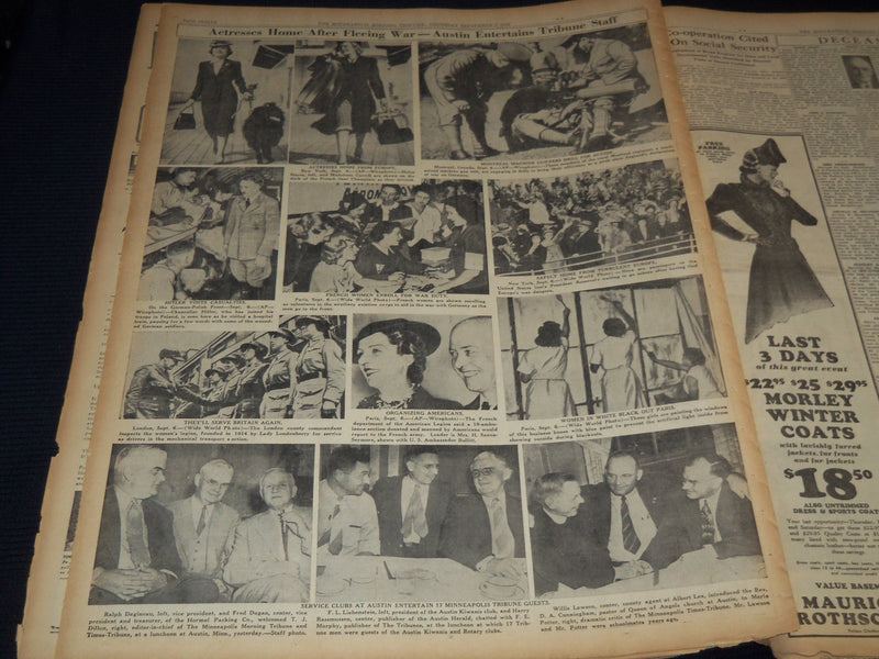 1939 SEPT 7 MINNEAPOLIS MORNING TRIBUNE - FRENCH PUSH ON IN SAAR - NT 9523