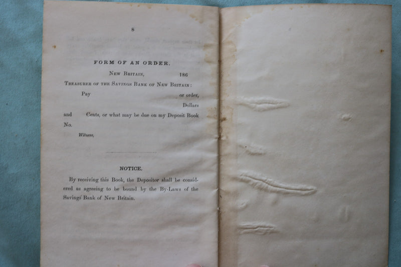 1860'S NEW BRITIAN SAVINGS BANK DEPOSITORS BOOK - K 3308