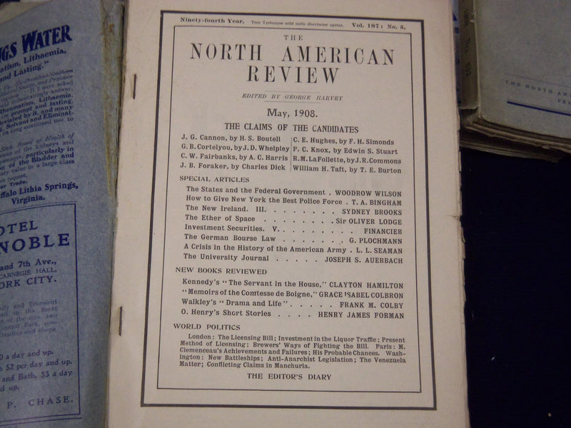 1908 NORTH AMERICAN REVIEW LOT OF 12 COMPLETE YEAR - STORIES/ARTICLES - WR 663
