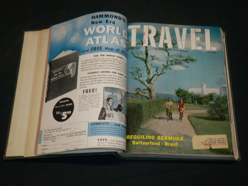 1959 JANUARY-DECEMBER TRAVEL MAGAZINE BOUND VOLUME - GREAT COVERS - KD 5978