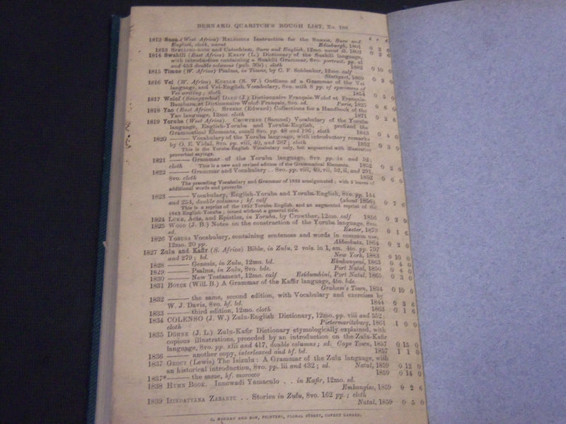 1899 MAY CATALOGUE OF GEOGRAPHY - BERNARD QUARITCH BOUND #188 - KD 2092