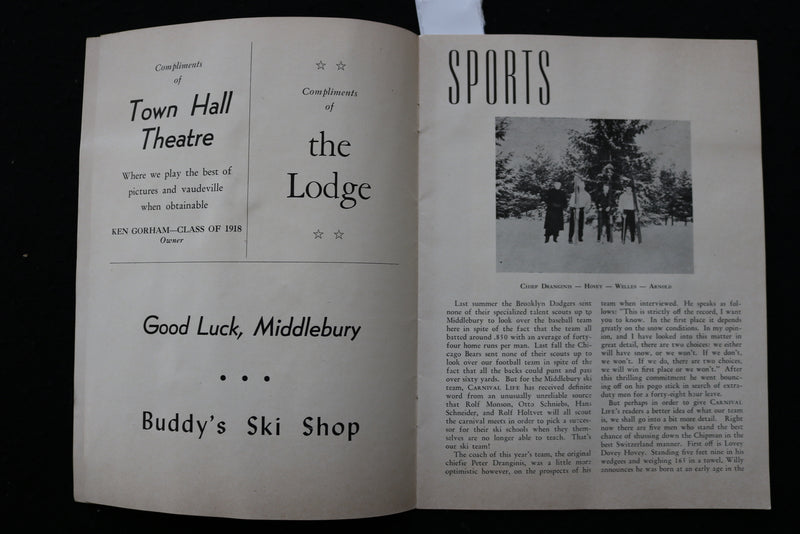 1945 JANUARY CARNIVAL LIFE MAGAZINE - MIDDLEBURY COLLEGE - K 1932